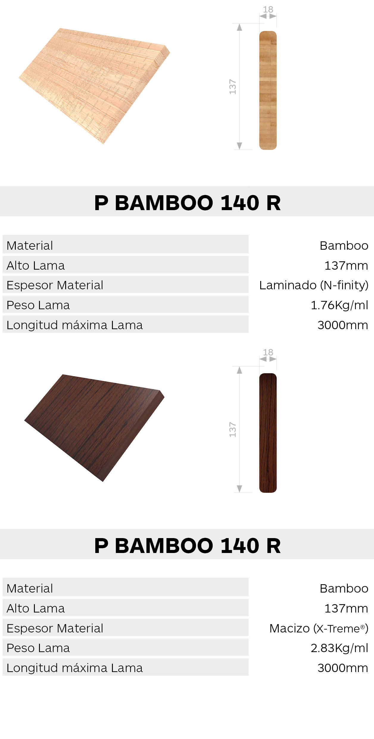 Celosías Bamboo Seriie P 140 R